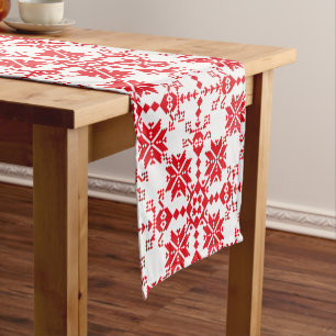 Chemin De Table Court Transylvanie rouge blanc motif traditionnel