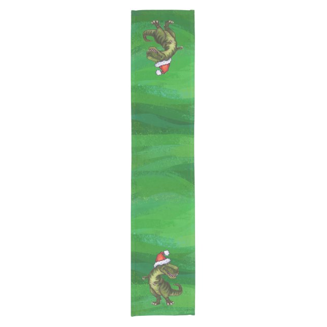 Chemin De Table Court TRex à Santa Hat sur Green (Devant)