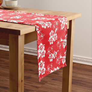 Chemin De Table Court Tropiques rouges Hibiscus Floral
