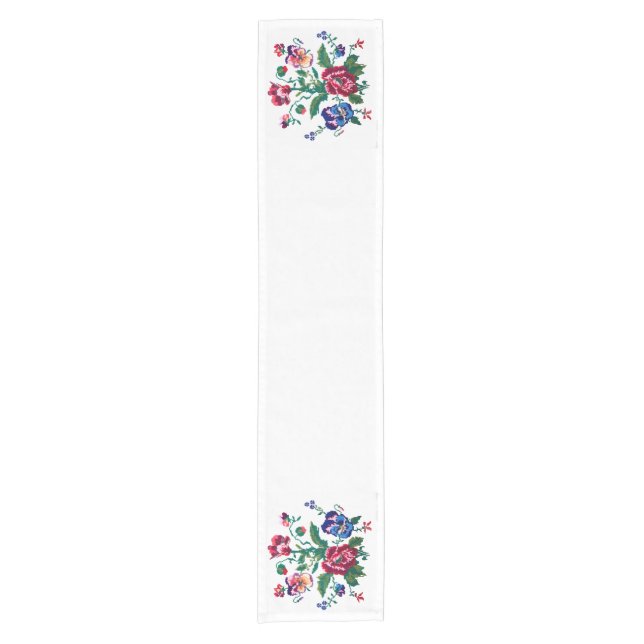 Chemin De Table Court Ukrainian traditional vushuvanka folk art pattern. (Devant)
