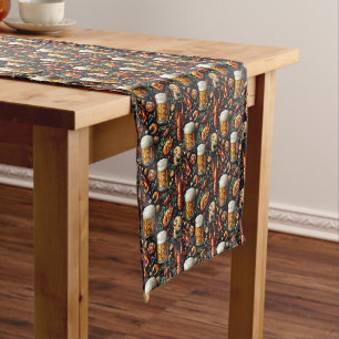 Chemin De Table Court Un motif pour les amateurs de bière et de fruits d