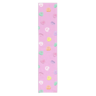 Chemin De Table Court Valentines Day Candy Hearts Motif