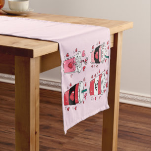 Chemin De Table Court Valentines Day Latte Coffee Lover