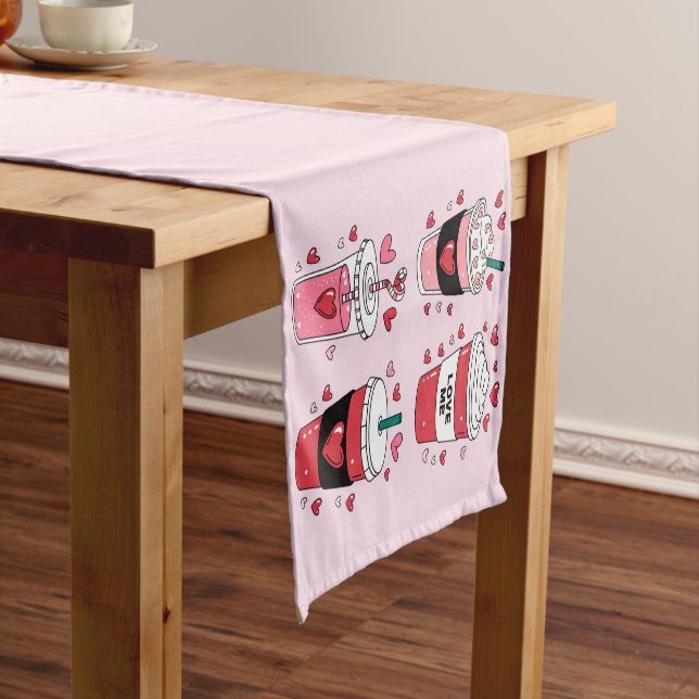 Chemin De Table Court Valentines Day Latte Coffee Lover (In Situ)