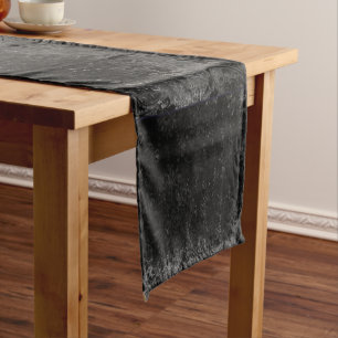 Chemin De Table Court Velvety Onyx Damask Black Vampy Grunge Baroque