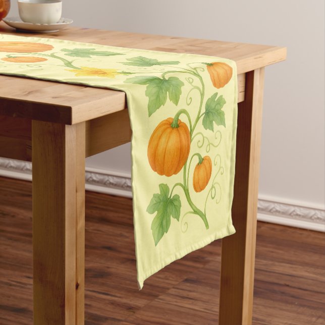 Chemin De Table Court Vin citrouille Avec Fleurs Frieze (In Situ)