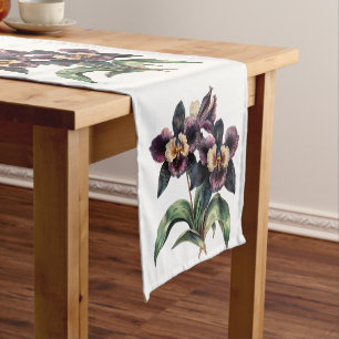 Chemin De Table Court Vintage aquarelle orchidées noires coureur de tabl