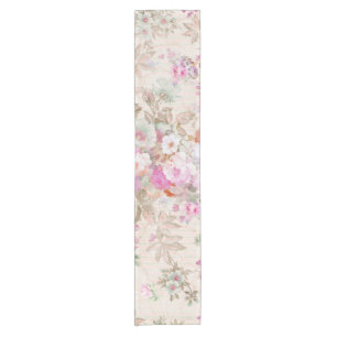 Chemin De Table Court Vintage boho rose lavande corail rayures florales