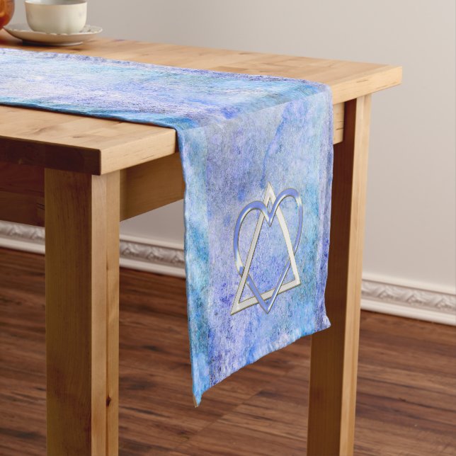 Chemin De Table Court Vive Mon Coeur Juif (Bleu) (In Situ)
