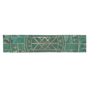 Chemin De Table Court Web de Wyrd - malachite, cuir et or