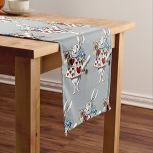 Chemin De Table Court White Rabbit Alice Wonderland Hearts