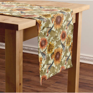 Chemin De Table Court William Morris Tournesols d'automne Oiseaux Automn