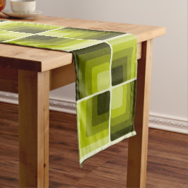 Chemin De Table Long 70s Rainbow Squares Monochrome Green