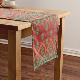 Chemin De Table Long Aqua et rouille Ombre de style sud-ouest