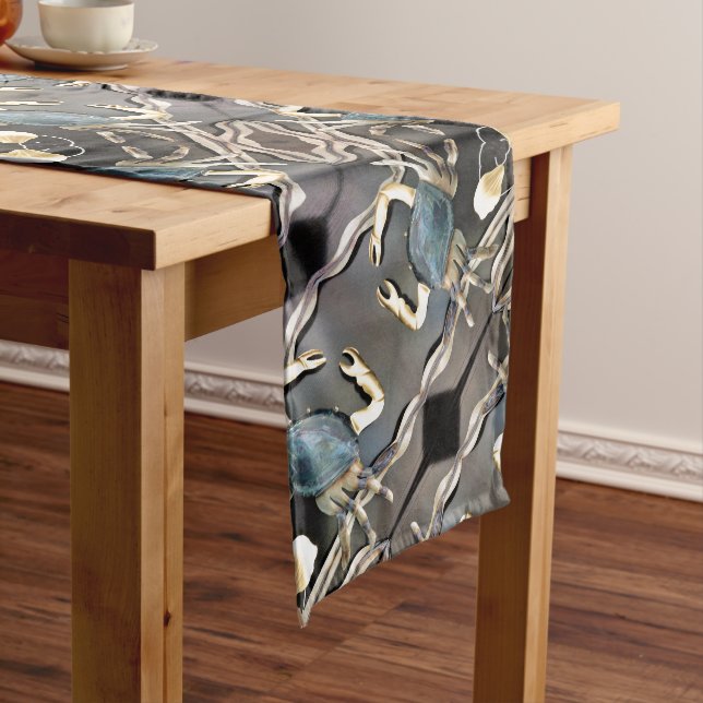 Chemin De Table Long Art abstrait de crabe bleu (In Situ)