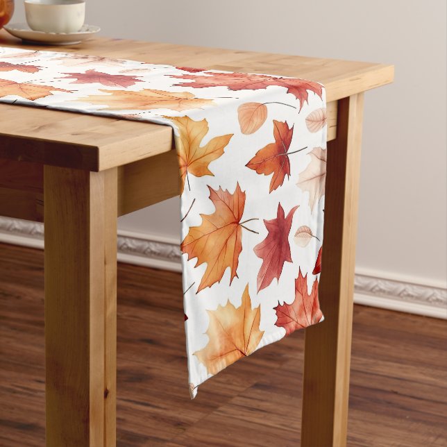 Chemin De Table Long Automne Feuilles Terracotta Brown Boho Motif (In Situ)
