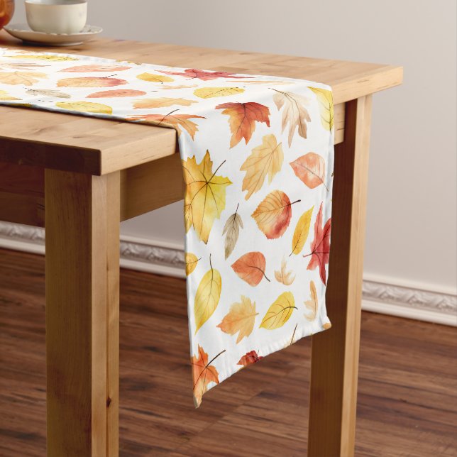 Chemin De Table Long Automne Feuilles Terracotta Brown Boho Motif (In Situ)