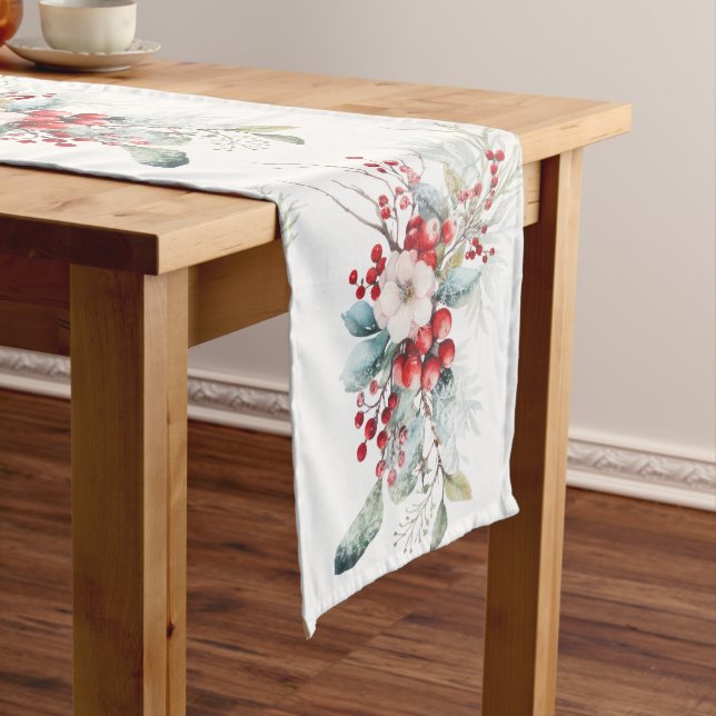 Chemin De Table Long Berries Classical Winter Holiday Coureurs de table (In Situ)