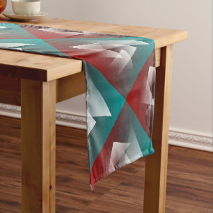 Chemin De Table Long blanc bordeaux turquoise