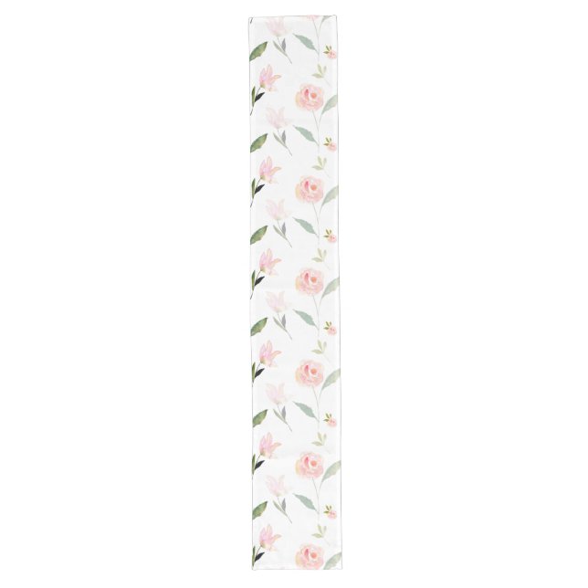 Chemin De Table Long Bonjour belle aquarelle florale (Devant)