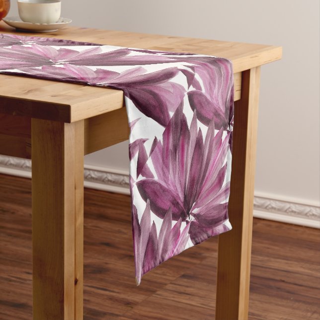 Chemin De Table Long Burgubdy Dream Feuille Motif aquarelle (In Situ)