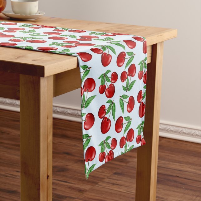 Chemin De Table Long Cerises rouges partout sur Motif (In Situ)