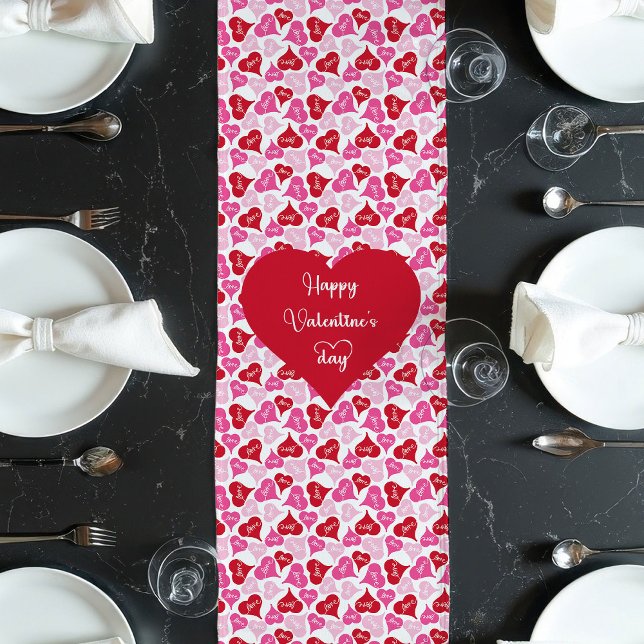 Chemin De Table Long Classic Red Hearts Table Runner Love Gift (Classic Red Hearts Table Runner Love Gift)