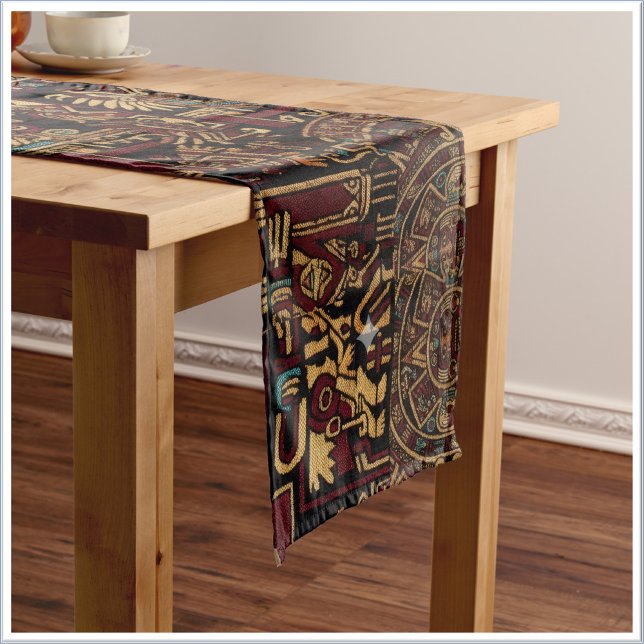 Chemin De Table Long Conception inspirée d'Aztec rouge, noir et or (Créateur téléchargé)