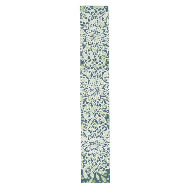 Chemin De Table Long Contrast Harmony: Leaf and Mandala Table Runner (Devant)