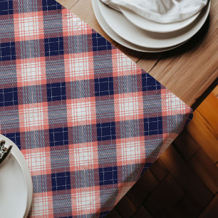 Chemin De Table Long Coral Navy Plaid Pour Un Design Design Moderne De