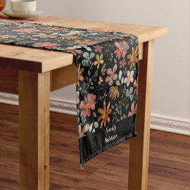 Chemin De Table Long Cottagecore nom de fleur noir Table Runner