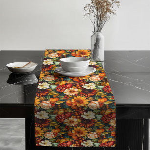 Chemin De Table Long Couleur de table Citrouille Feuille d'or Décor d'a