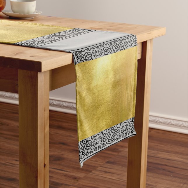 Chemin De Table Long Coureur de table Black and Metallic Gold (In Situ)