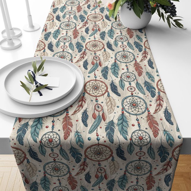 Chemin De Table Long Coureur de table tribale avec symbole Dreamcatcher (Tribal Table Runner with Dreamcatcher Symbol)