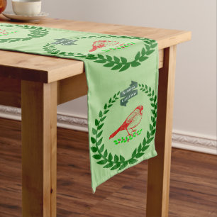 Chemin De Table Long Couronne de Noël de Cardinal Salutations de Saison