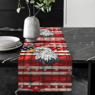 Chemin De Table Long Décor du coureur de l'aigle et du drapeau de la fê