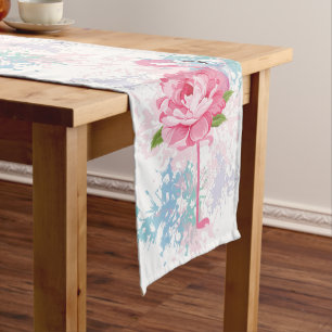 Chemin De Table Long Design flamand rose