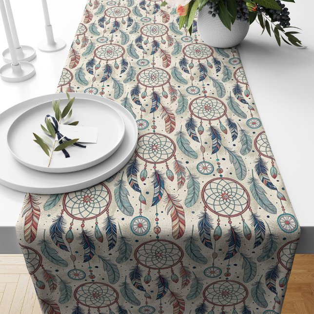 Chemin De Table Long Dreamcatcher Motif Coureur de table - Charme triba (Dreamcatcher Pattern Table Runner – Tribal Charm)