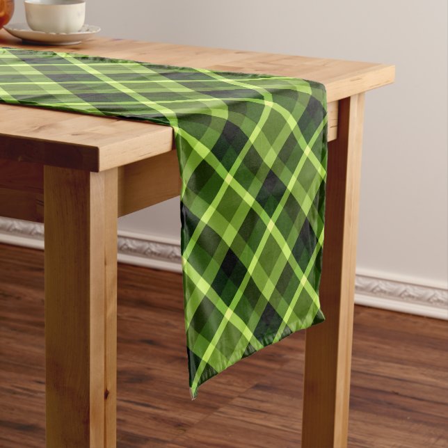 Chemin De Table Long Elégant Pois Vert Plaid Motif Grande Table Runer (In Situ)