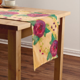 Chemin De Table Long Fancy Burgundy Rose Runner