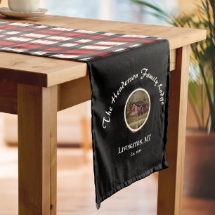 Chemin De Table Long Ferme Plaid Rouge Noir de Buffalo Photo Personnali