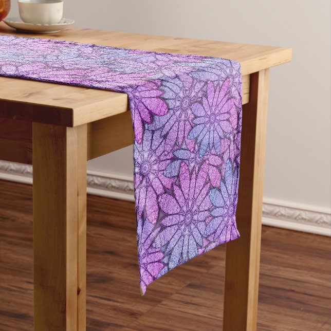 Chemin De Table Long Fun Purple Flowers (In Situ)