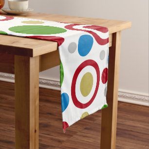 Chemin De Table Long Géométrique Noël Rouge Vert Argent Or Bleu