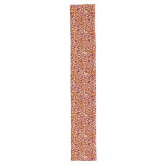 Chemin De Table Long Golden Christmas Holly avec baies sur motif rouge