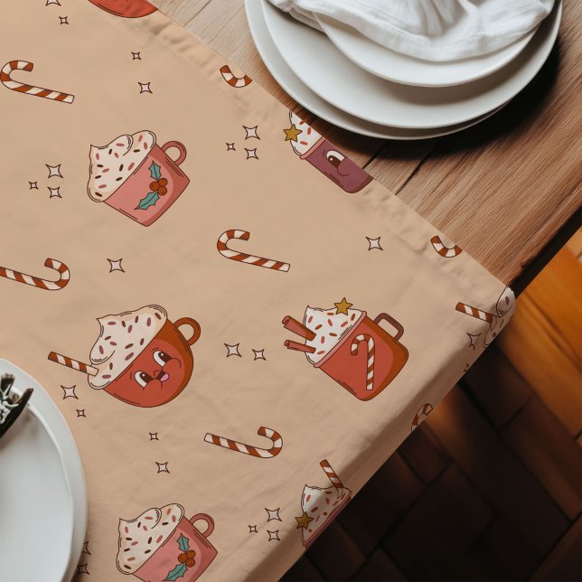 Chemin De Table Long Groovy Christmas Runner 70s Pastel Holiday Vibe (Groovy Christmas Runner 70s Pastel Holiday Vibe)