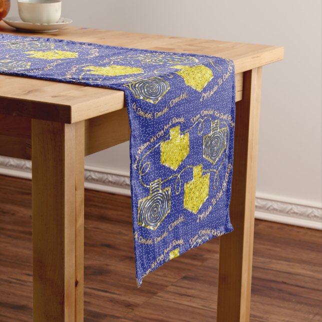 Chemin De Table Long Hanukkah Dreidel Dreidel Dreidel (In Situ)