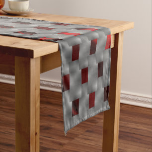 Chemin De Table Long Image rouge sous plaques grises, formes rectangula