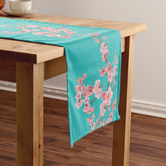 Chemin De Table Long Italian-Inspired Cherry Blossom Green  (In Situ)