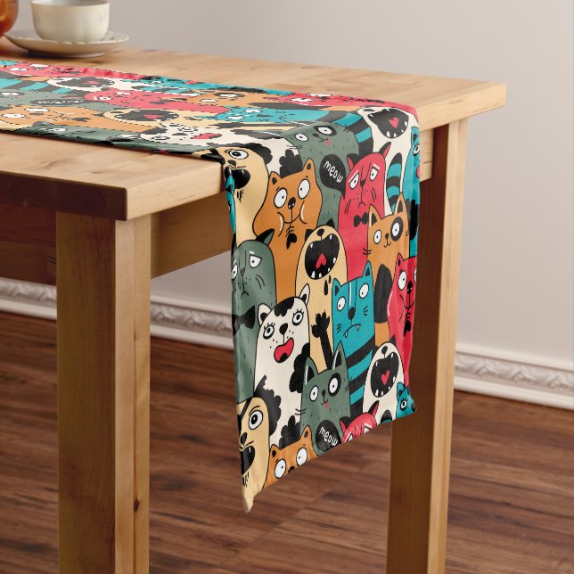 Chemin De Table Long La Crowd of cats (In Situ)