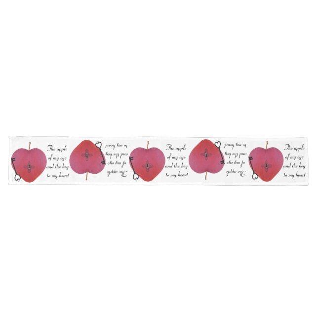 Chemin De Table Long La pomme de mon oeil et la clé de mon coeur (Horizontal)